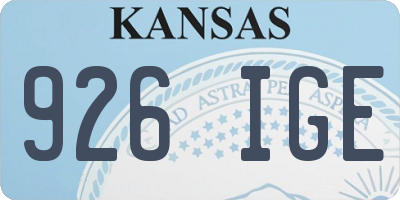 KS license plate 926IGE