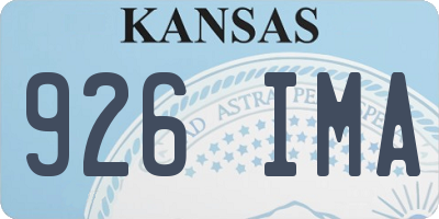 KS license plate 926IMA