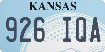 KS license plate 926IQA