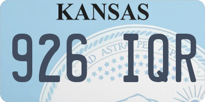 KS license plate 926IQR
