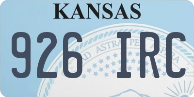 KS license plate 926IRC