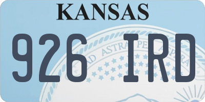 KS license plate 926IRD