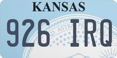 KS license plate 926IRQ