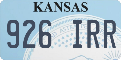 KS license plate 926IRR