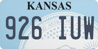 KS license plate 926IUW