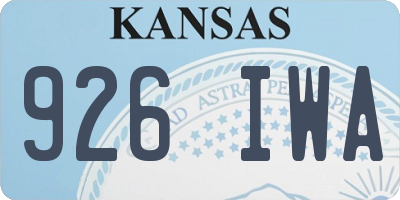 KS license plate 926IWA