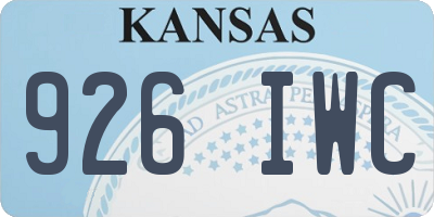 KS license plate 926IWC