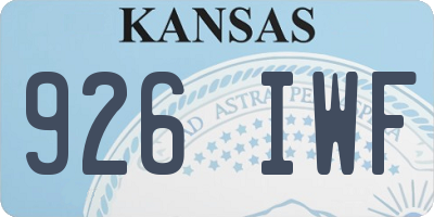 KS license plate 926IWF
