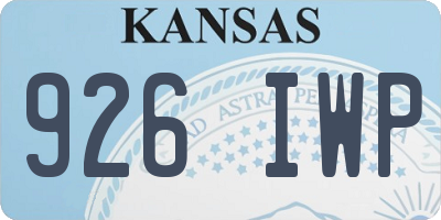 KS license plate 926IWP