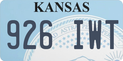 KS license plate 926IWT