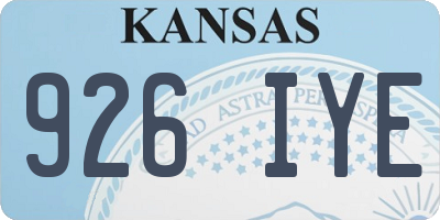 KS license plate 926IYE