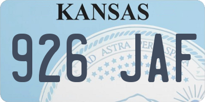 KS license plate 926JAF