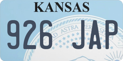 KS license plate 926JAP