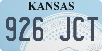KS license plate 926JCT