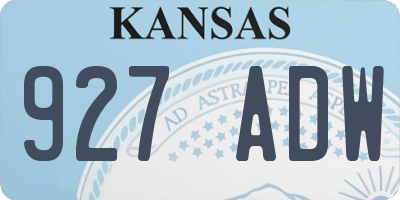 KS license plate 927ADW