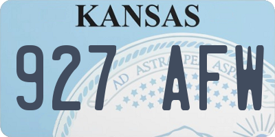 KS license plate 927AFW