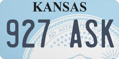 KS license plate 927ASK