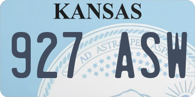 KS license plate 927ASW