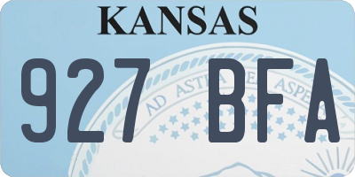 KS license plate 927BFA