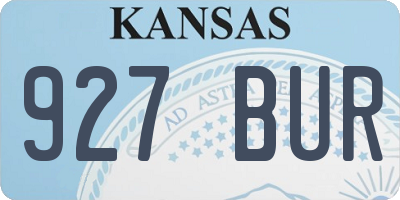 KS license plate 927BUR