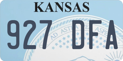 KS license plate 927DFA