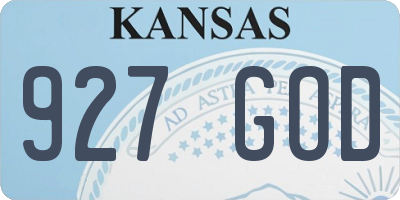KS license plate 927GOD
