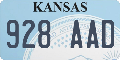 KS license plate 928AAD