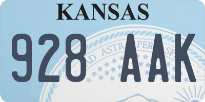 KS license plate 928AAK