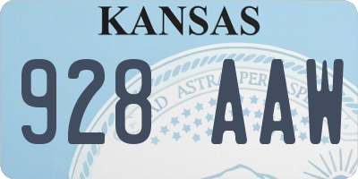 KS license plate 928AAW