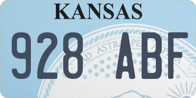 KS license plate 928ABF