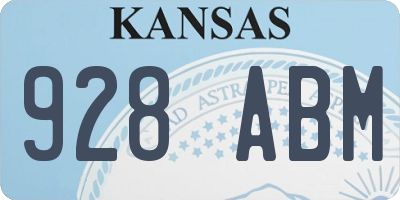 KS license plate 928ABM