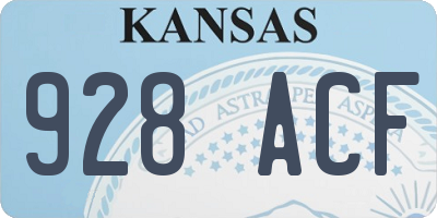 KS license plate 928ACF