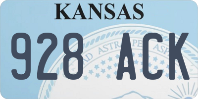 KS license plate 928ACK