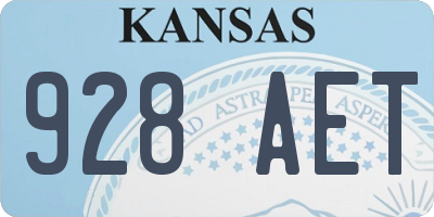 KS license plate 928AET