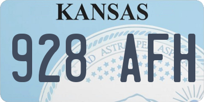 KS license plate 928AFH