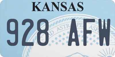 KS license plate 928AFW