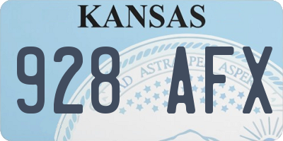 KS license plate 928AFX