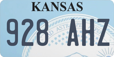 KS license plate 928AHZ