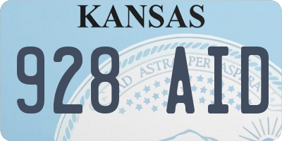 KS license plate 928AID