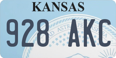 KS license plate 928AKC