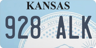 KS license plate 928ALK