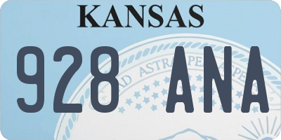 KS license plate 928ANA