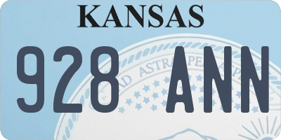KS license plate 928ANN