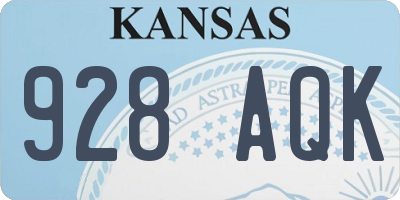 KS license plate 928AQK