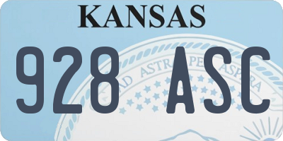 KS license plate 928ASC
