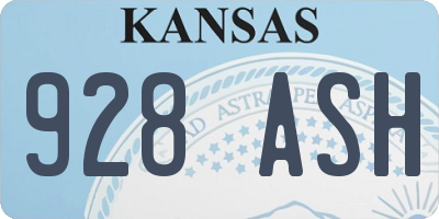 KS license plate 928ASH