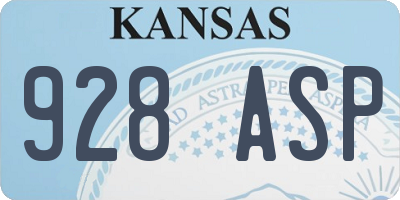 KS license plate 928ASP