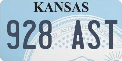KS license plate 928AST