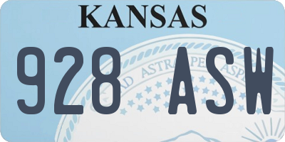 KS license plate 928ASW