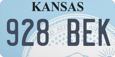KS license plate 928BEK